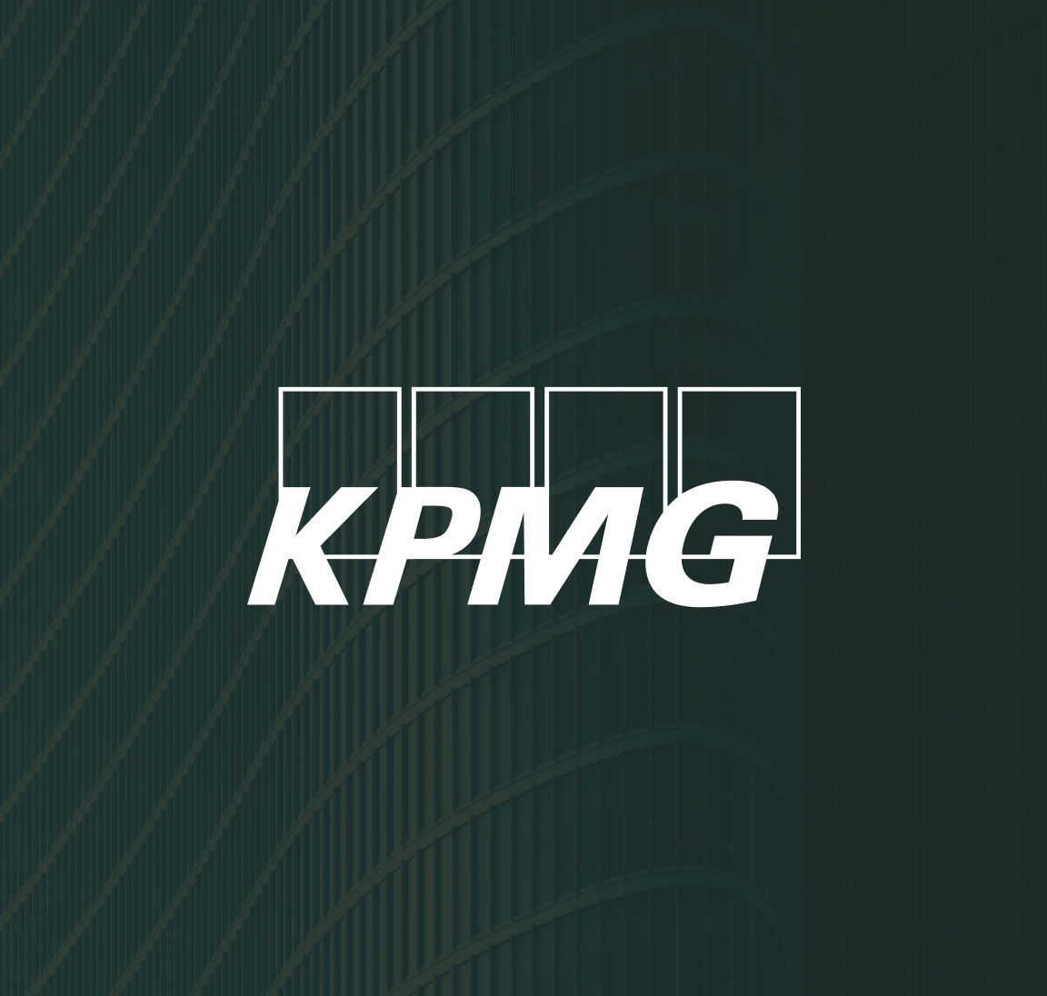 KPMG atop a blurred photo with green overlay